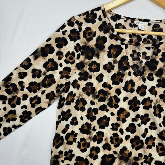 Cato Leopard Print Tunic Top - Black and Brown - Picture 4 of 11